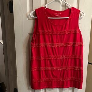 Talbots Vibrant Red Lace Detail Tank Top